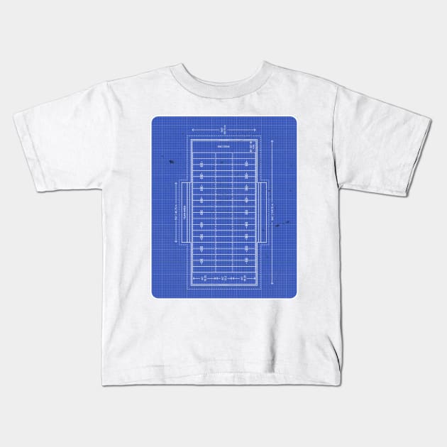 American Football Pitch Blueprint Kids T-Shirt by RAADesigns